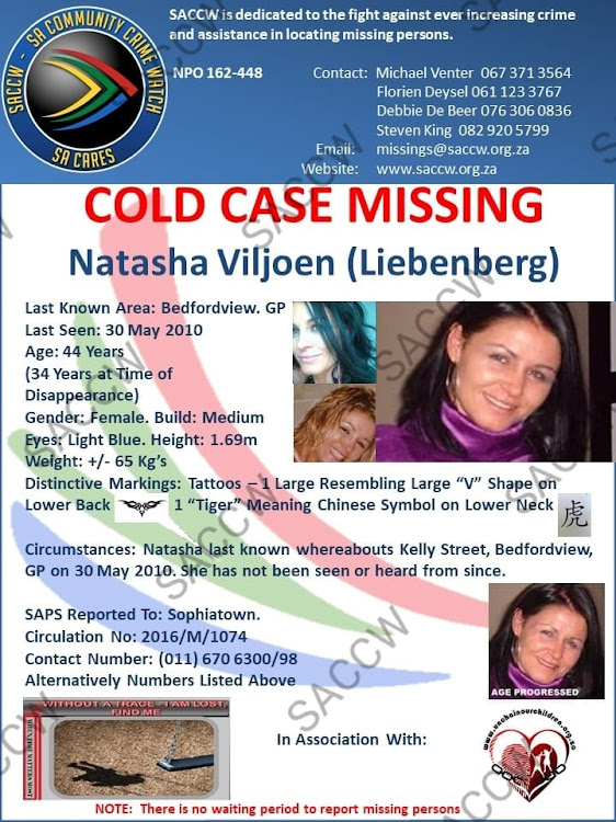 The missing poster for Natasha Viljoen.