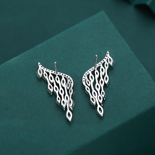 Title 4, Full Diamond Super Shiny Angel Wings Stud Earri...