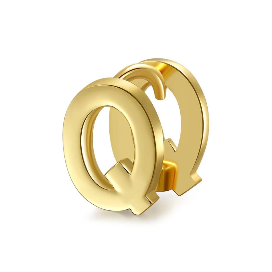 Boucles d'oreilles Lettre Alphabet Protection Couleur Or 18K Anglais, personnalisez votre style, cadeau idéal, bijou élégant et durable, pour un look unique.
