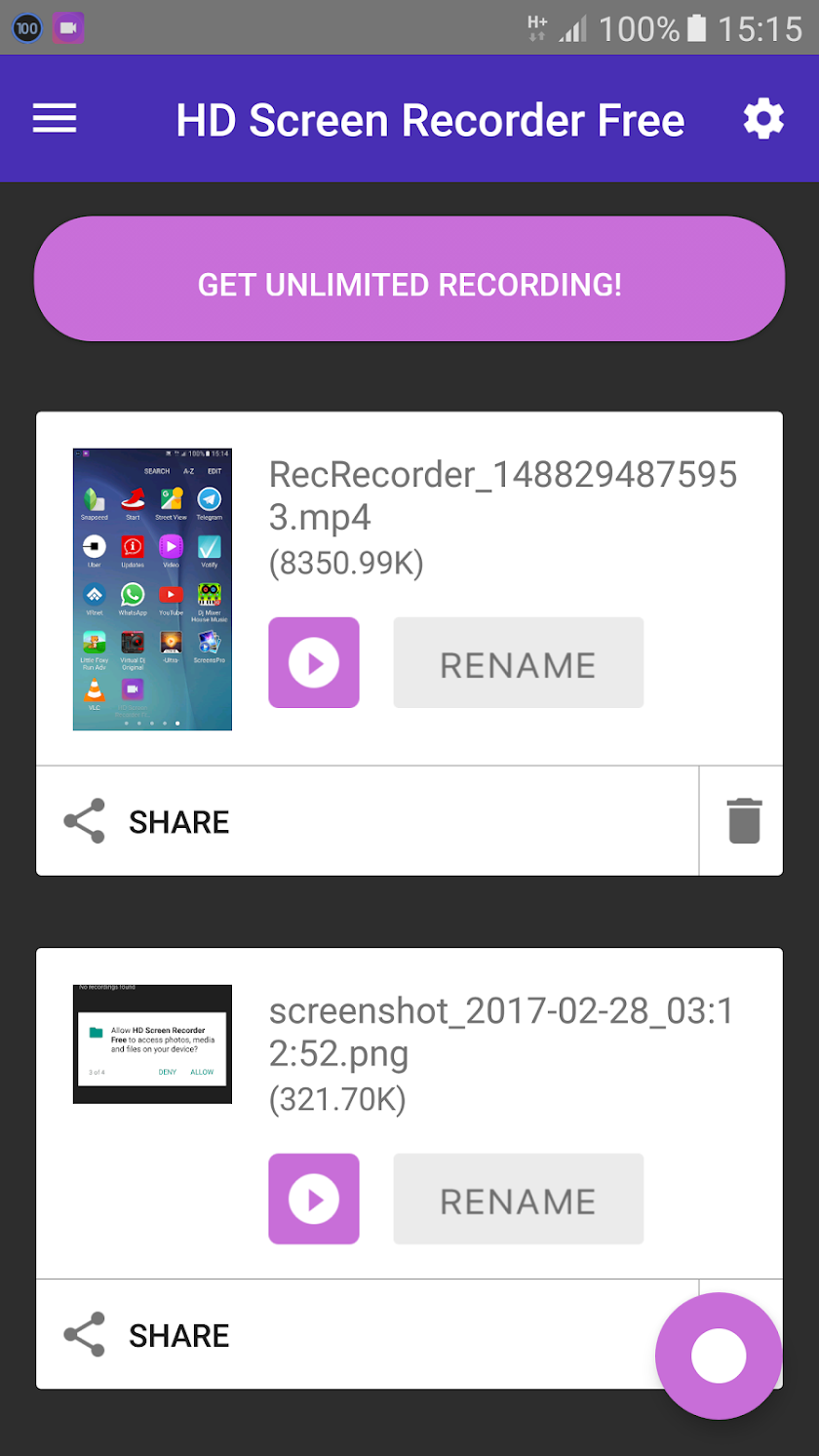 No Root HD Screen Recorder Screen 1