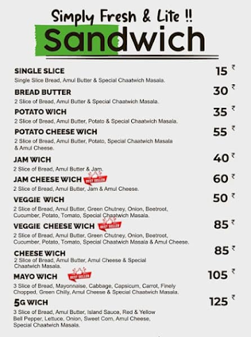 Chaatwich menu 