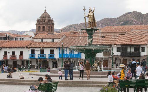   Plaza De Armas is the centerpiece of community life in Cusco, Peru, elevation 11,500 feet. 