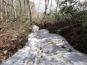 残雪の上を歩く