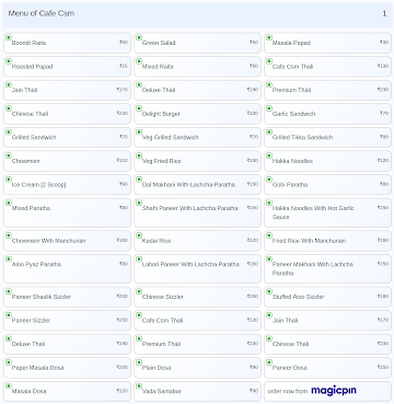 Cafe Csm menu 