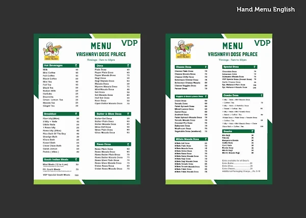 Vaishnavi Dose Palace(VDP) menu 