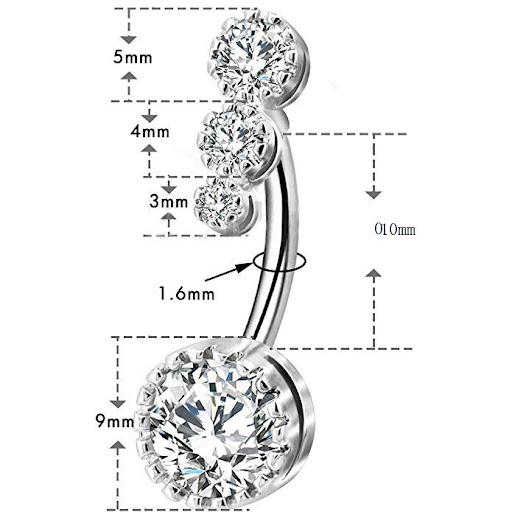 Title 3, Fashionable Simple Zircon Belly Button Button, ...