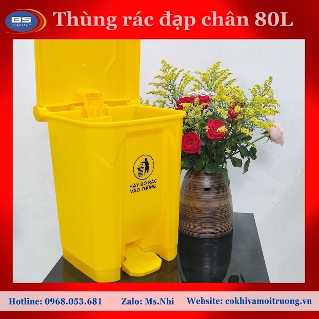 Thùng rác trong nhà 80L loại đạp chân