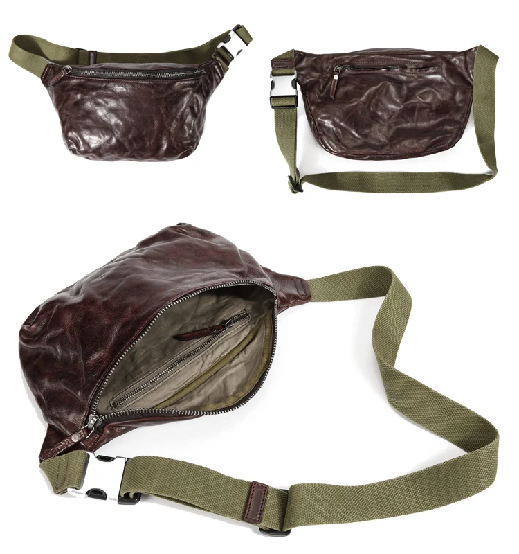 Men's Retro Leather Chest Messenger Shoulder Bag for daily use, work, and travel. Comfortable, stylish, and durable. Per