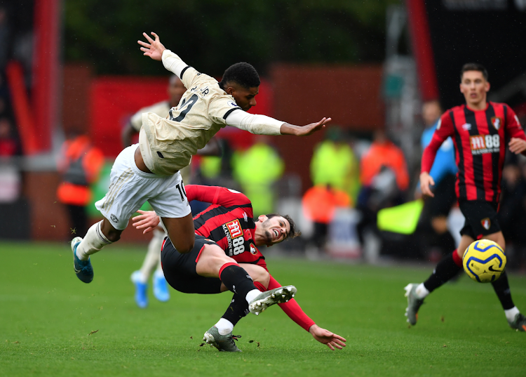 Manchester United's Marcus Rashford in action with Bournemouth's Adam Smith