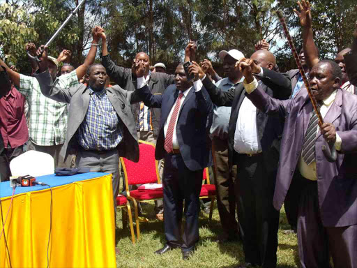 Some of the Kikuyu community elders at a meeting in Eldoret last week