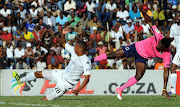 Mwape Musonda of Black Leopards is challenged David Booysen of Stellenbosch during the NFD Promotion Playoffs match between Black Leopards and Stellenbosch on 03 June 2017 at Thohoyandou Stadium. Sydney Mahlangu /BackpagePix