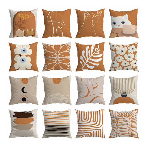 Title 1, Nordic Orange Geometric Throw Pillow Cover, Abs...