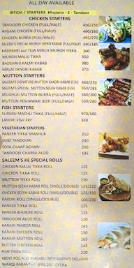 Saleem's Fine Dine menu 3