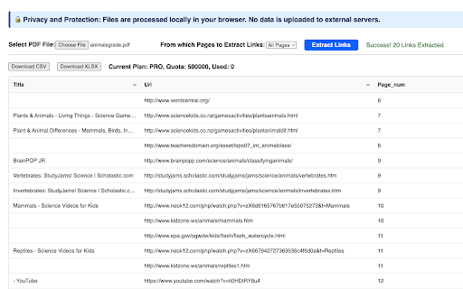 Extract Links from PDF