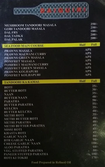 Daiquiri Bar & Restaurant menu 