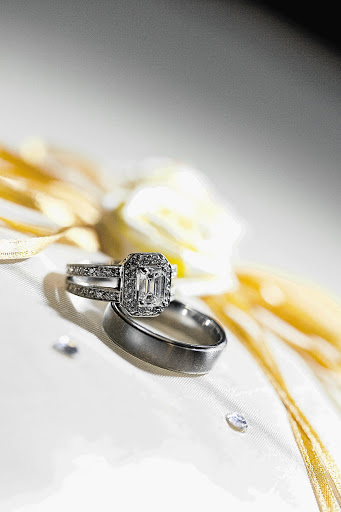 ELEGANT: The rings the bride and groom exchanged at the ceremony