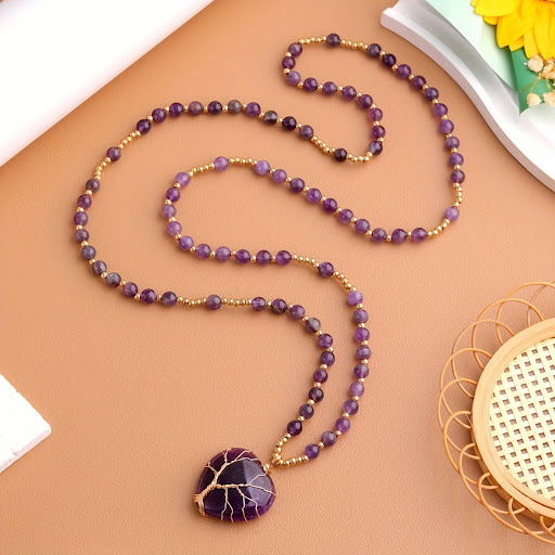 Title 2, Heart-shaped Lucky Tree Crystal Ball Pendant Ne...