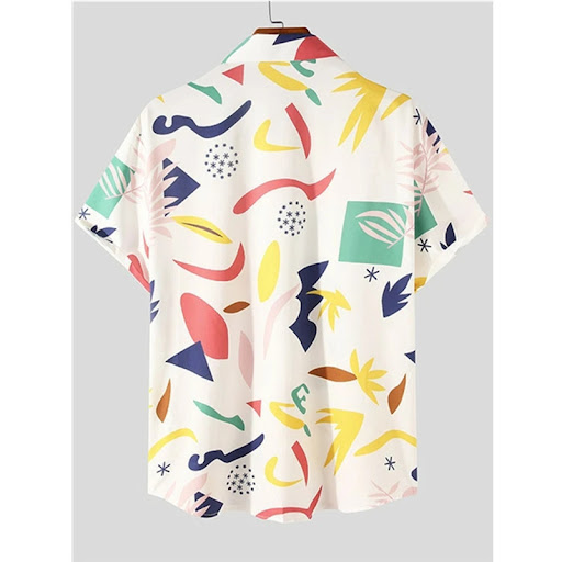 Title 5, Multicolor Rainbow Print Short Sleeve Mens Shirt