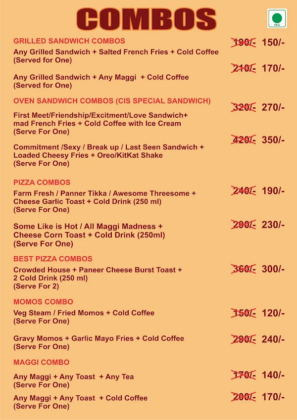 CAFE ICE 'n SLICE menu 