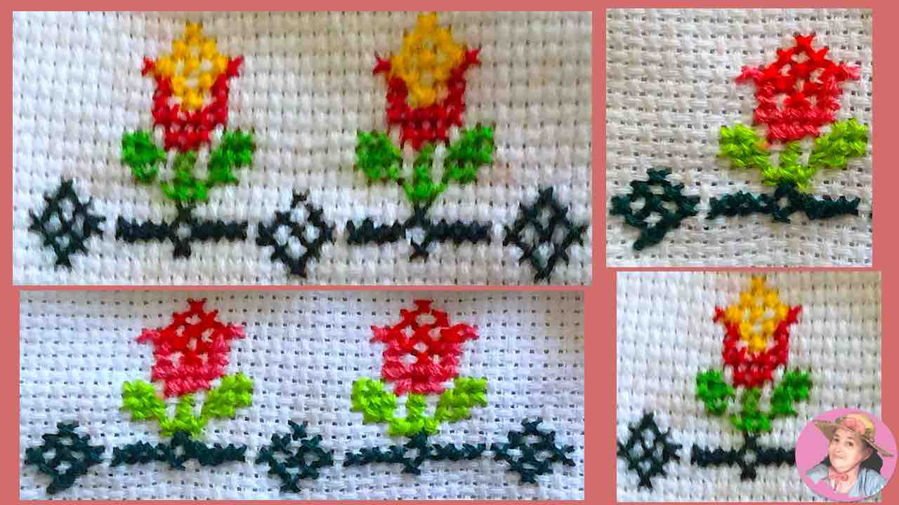 Flower in cross stitch 