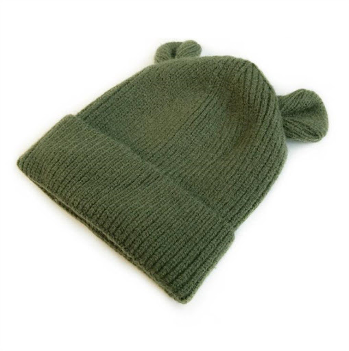 Title 2, Childrens Bear Ears Knitted Cuffed Solid Color...