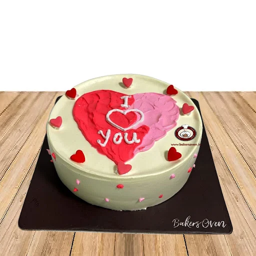 I Love You Red Pink Heart Cake (Black forest)