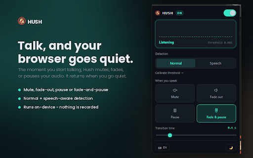 Hush - mute on speak screenshot 1