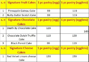 Cakes Wagon menu 