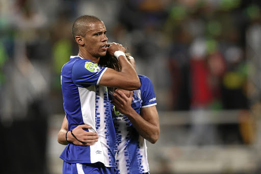 Maritzburg United captain Bevan Fransman consoles Andrea Fileccia after the Ke Yona final.