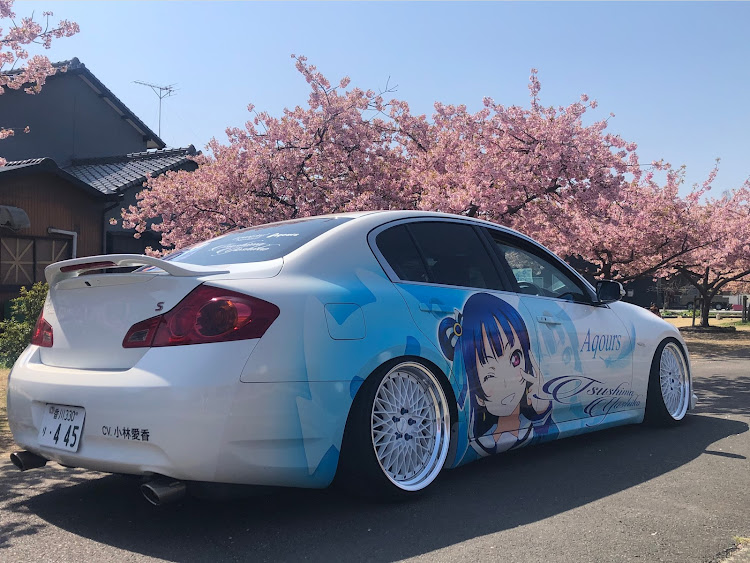 スカイラインの4月もよろしくお願い致します🌸・春ですね・桜とコラボ・ドライブに関するカスタム事例の投稿画像1枚目