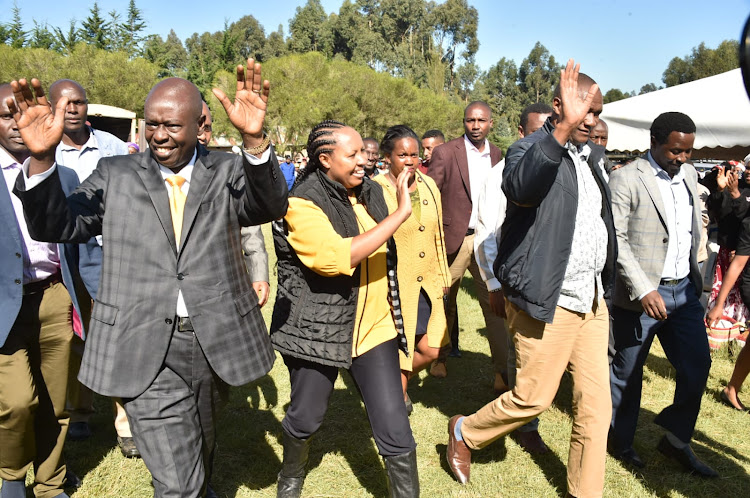 Deputy President Rigathi Gachagua in the company of other leaders in Nyandarua county on Saturday, May 6, 2023