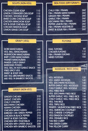 Saha Chowmein Family Restaurant menu 