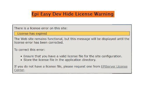 Epi Easy Dev Hide License Warning