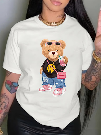 Title 3, Summer Printed Fashion Cool Bear Printed T-shir...