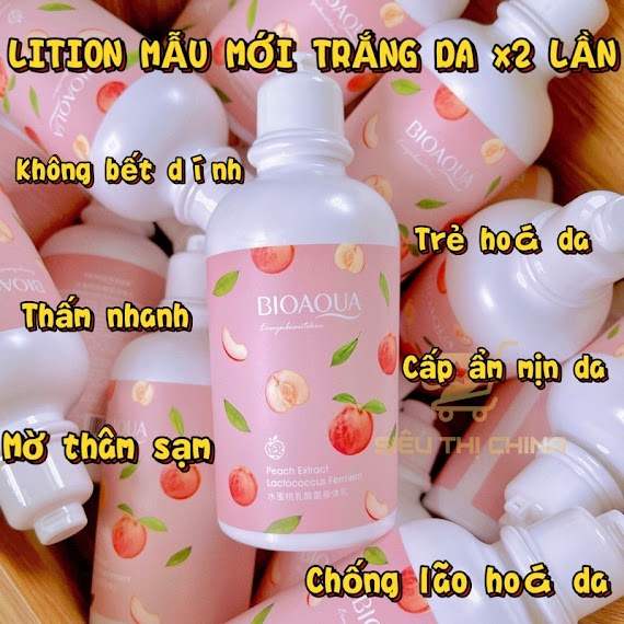 Sữa Dưỡng Thể Trắng Da Body Peach Bioaqua Đào Dưỡng Ẩm Trắng Bật Tone Mờ Thâm Chống Lão Hoá Kem Trắng Da Body Lition