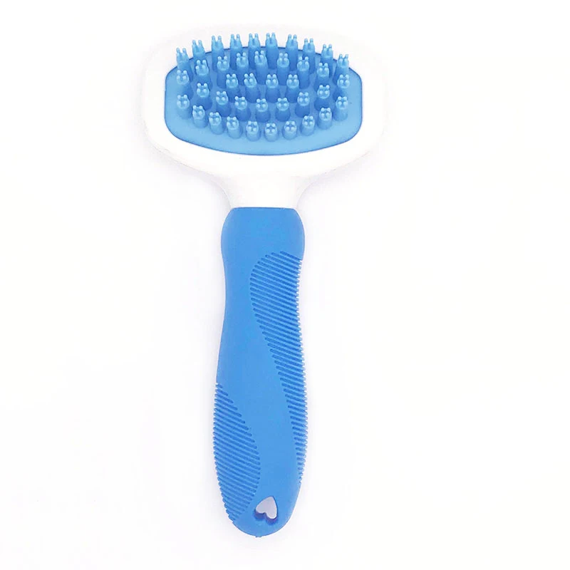 Brosse peigne de toilettage pour chien et chat en silicone bleu de haute qualité. Pour bain, nettoyage, massage. Brosse plastique pour chien.
