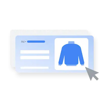 เคอร์เซอร์กำลังคลิกที่เสื้อสเวตเตอร์บน Google Ad์