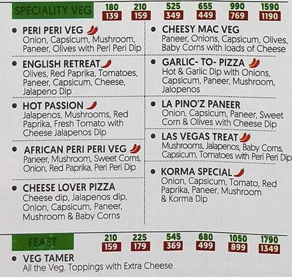 La Pino'z Pizza menu 