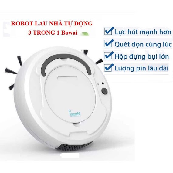 Robot Thông Minh Bowai Công Nghệ Ai 3In1: Quét Nhà + Hút Bụi + Lau Nhà