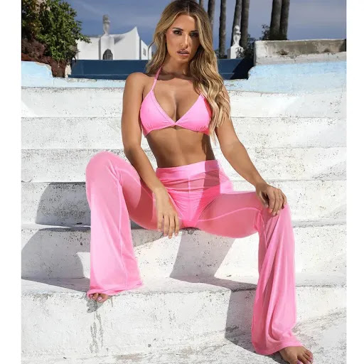 Title 1, Sexy mesh wide-leg casual pants for ultimate co...