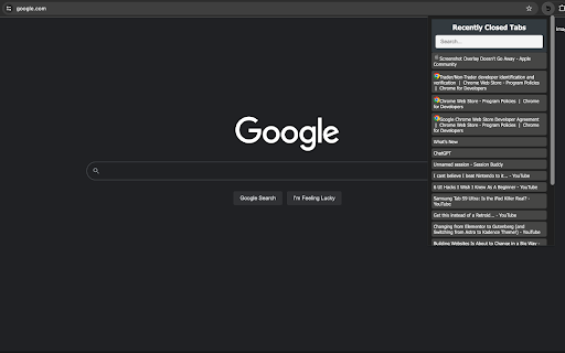 Recently Closed Tabs