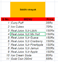 Siddhi Vinayak menu 1