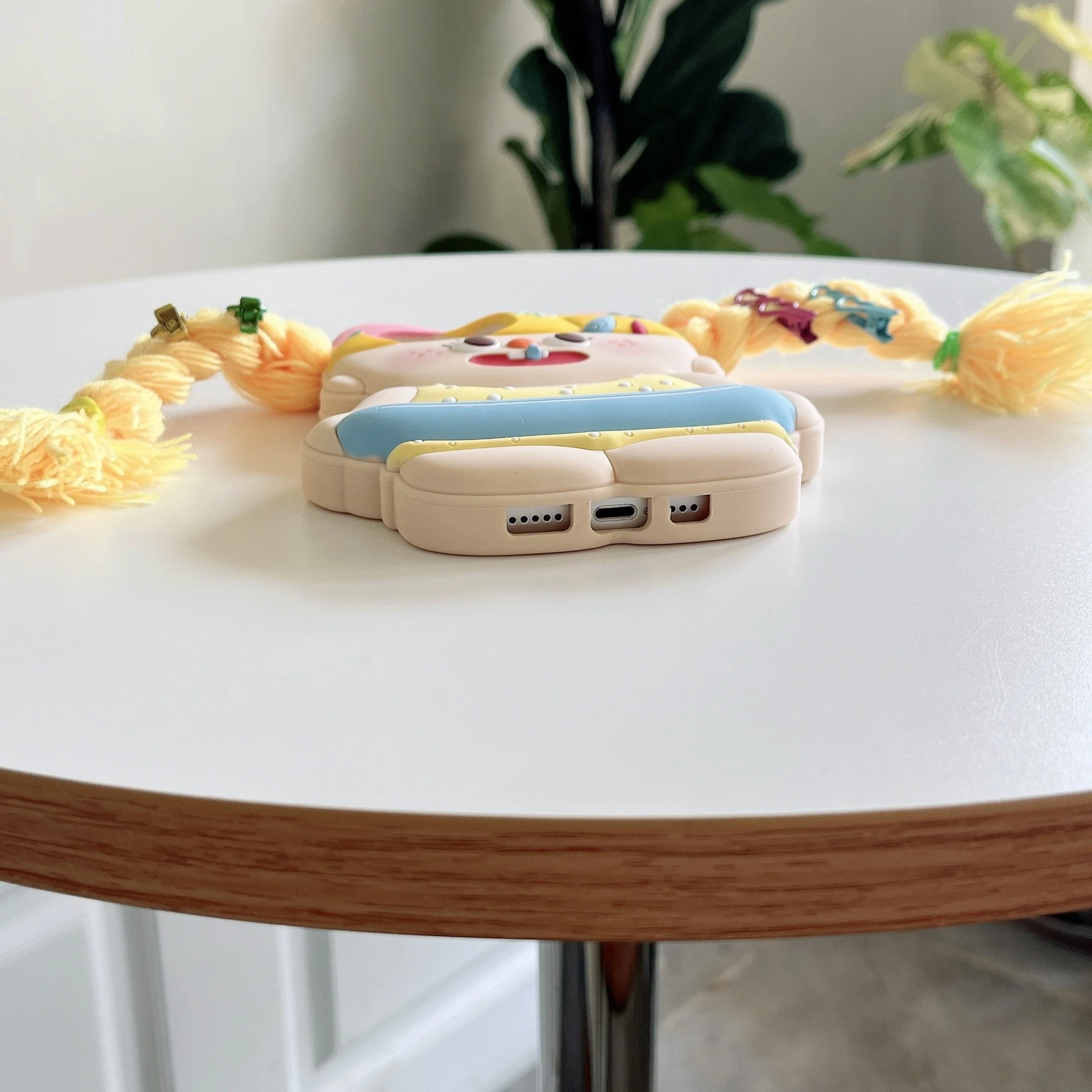 Title 6, Cartoon Yellow Braid Swim Ring Girl Phone Case,...