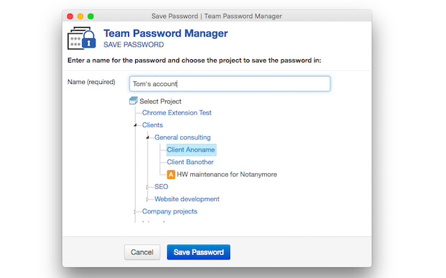 Team Password Manager chrome extension