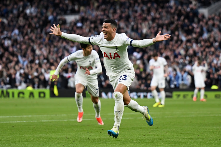 Pedro Porro of Tottenham Hotspur celebrates scoring his team's third goal during the Premier League match between Tottenham Hotspur and Nottingham Forest at Tottenham Hotspur Stadium in London, England, April 7 2024. Picture: Mike Hewitt/Getty Images