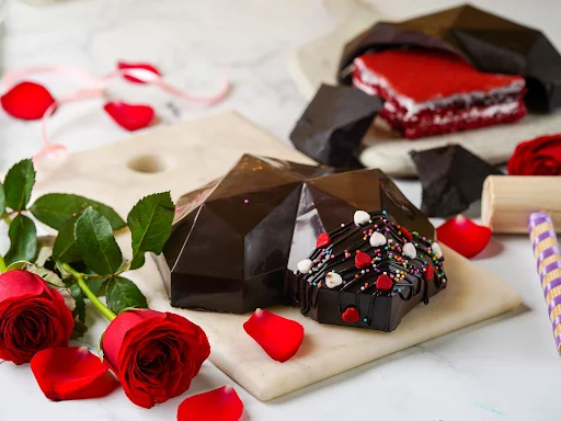 Dark Chocolate Pinata Heart Shape Dome Cake