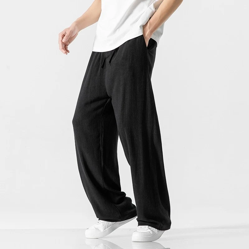 Linen Pants Men's Summer Loose Straight Casual Trousers. Breathable and comfortable for warm weather. Relaxed fit, perfe