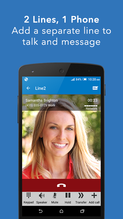 Android application Line2 - Second Phone Number screenshort