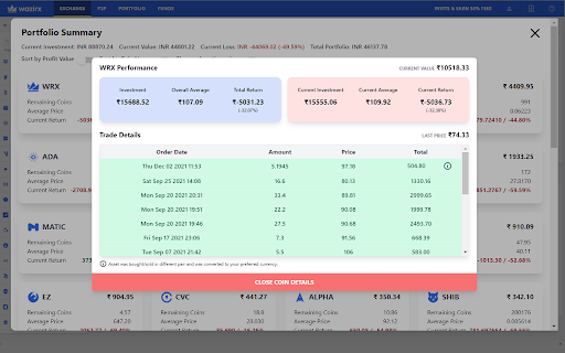 WazirX Porfolio Manager