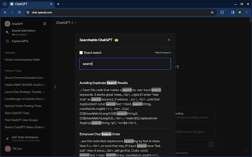 Searchable ChatGPT: search GPT conversation history
